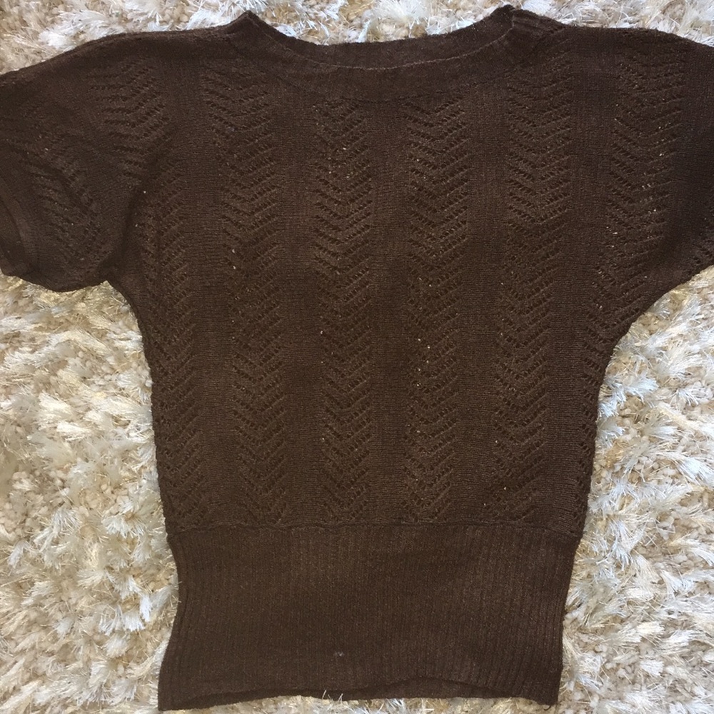 Blouse Brown crochet top size medium 3/$10
